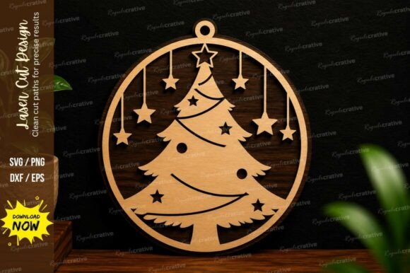 A Craft-Ready Christmas Ornament SVG for Laser Cutting Wall Decor