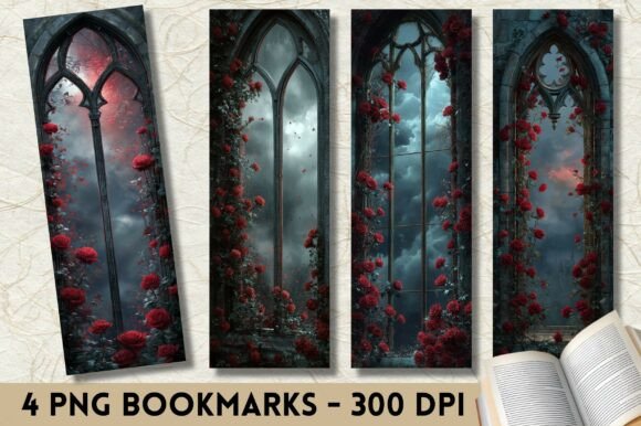 A Designer's Look at Moody Window Roses Cathedral Bookmark