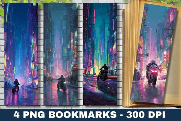 A Neon City Bookmark Design for Craft & Graphics Projects
