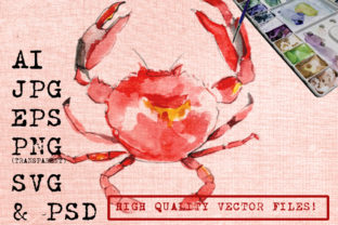 Crab Watercolor Graphics & Illustrations for Branding