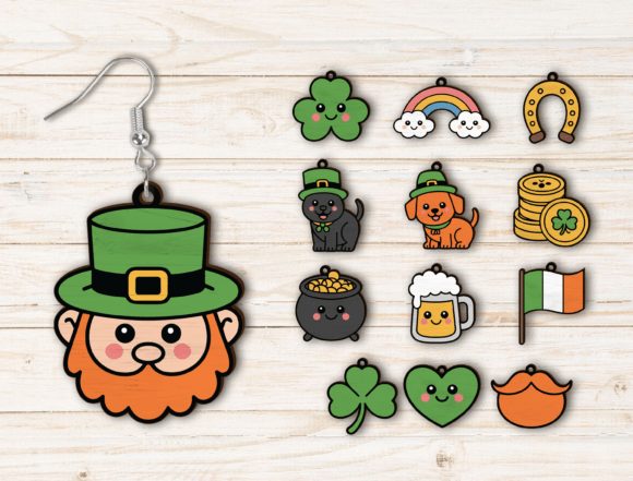 Cute St. Patrick’s Day Earring SVGs for Laser Cutting & Seasonal Designs