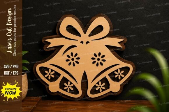 Double Bell Christmas SVG for Laser Cut Wall Decor