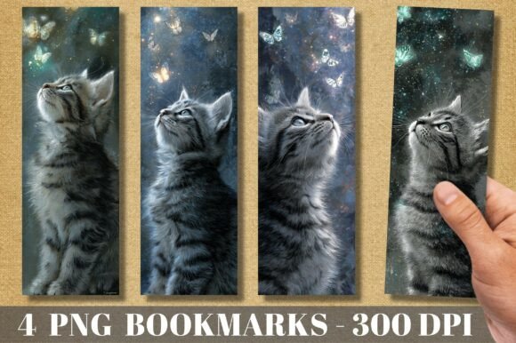 Galaxy Cat Magic Butterfly Night Graphics for Craft Projects