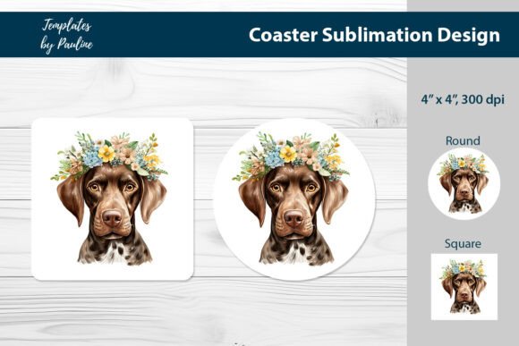 Graphic Design Asset Review: Deutsch Kurzhaar Coaster Sublimation for Print Templates
