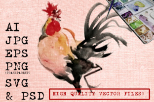 Javanese Rooster Watercolor: Graphics & Illustrations Review