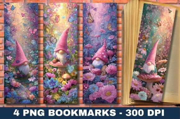 Purple Pink Floral Fairy Gnome Bookmark: Graphics & Crafts