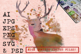 Rainbow Deer Watercolor: Graphics & Illustrations for Makers
