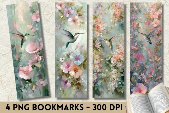Soft Pastel Spring Floral Bird Graphics for Print Templates