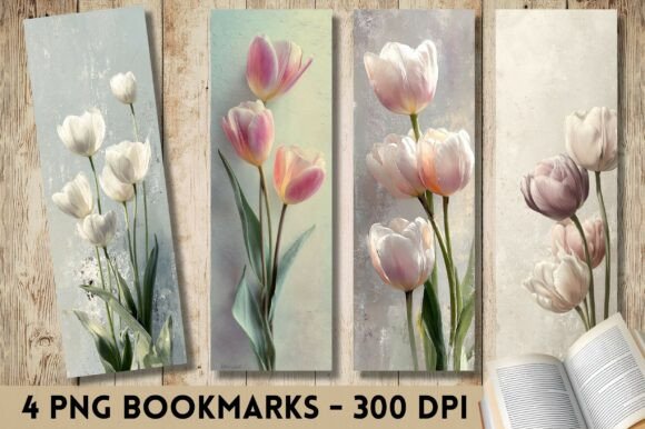 Soft Pastel Tulip Bookmarks for Crafts & Graphics