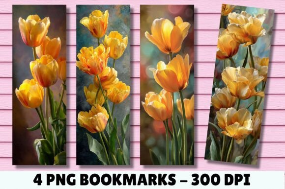 Unboxing the Yellow Tulip Garden Floral Bookmark Graphics for Print Templates