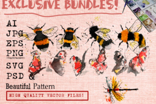 Watercolor Bee and Butterfly Illustrations & Graphics Review