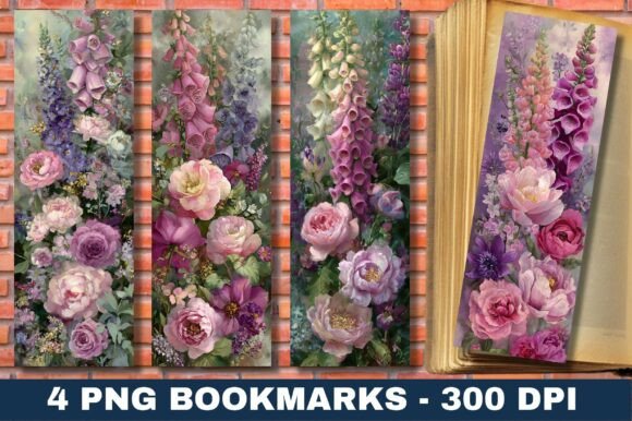 Watercolor Rose Foxglove Pink Bookmark: Graphics & Crafts