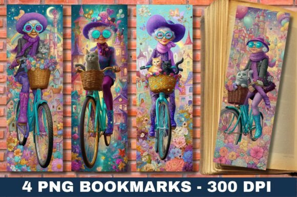 Whimsical Grandma Cat Bicycle Bookmark Graphics & Crafts Review