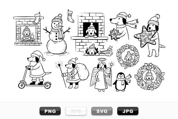 Winter Puppy Clipart Graphics for Crafts & Branding